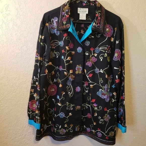 Quacker Factory NWOT Women's Embroidered Beaded Jacket Size Medium - Picture 1 of 10